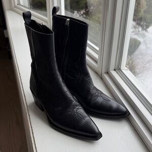 Zara black genuine leather boots.
